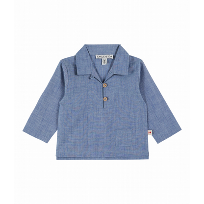 Overhemd top - Katoen - Chemise Chamray - Spijkerblauw - Emile et Ida