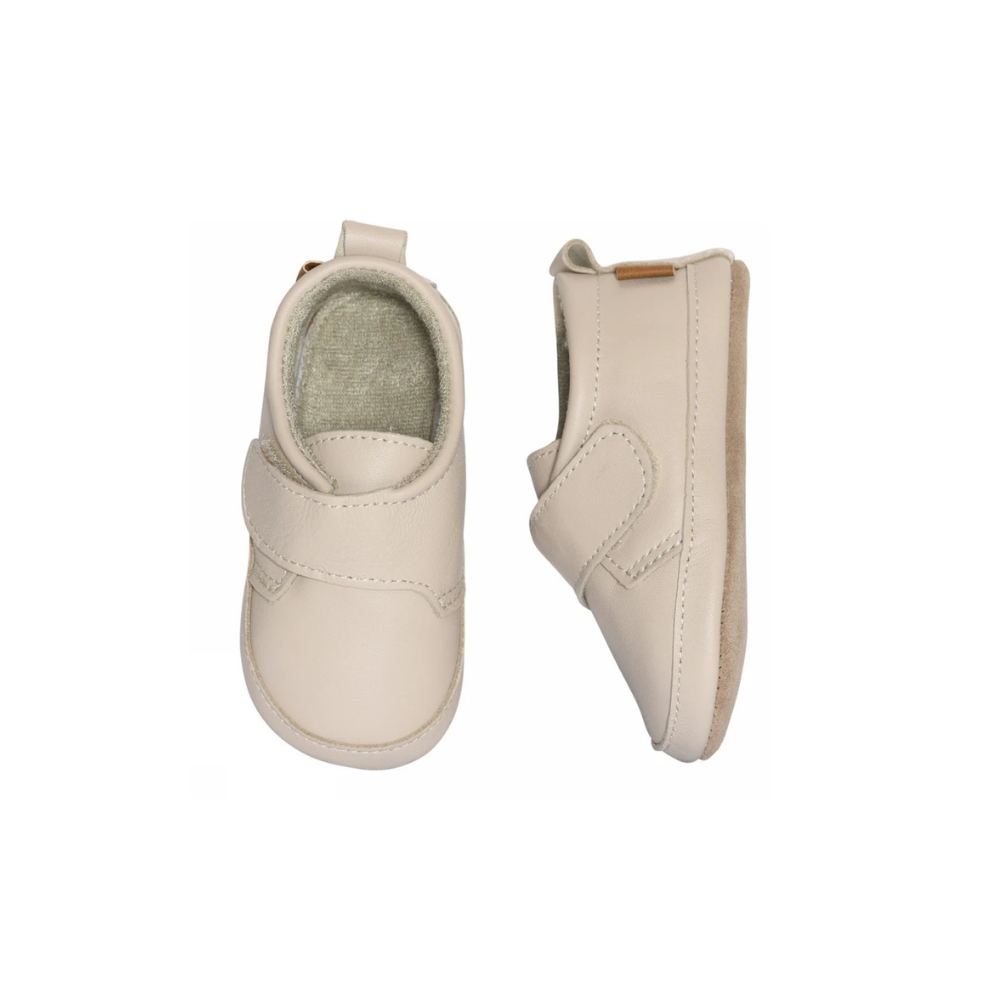 Leren baby slofjes - Classic leather slippers - Oxford tan - Melton - MP Denmark - voorkant