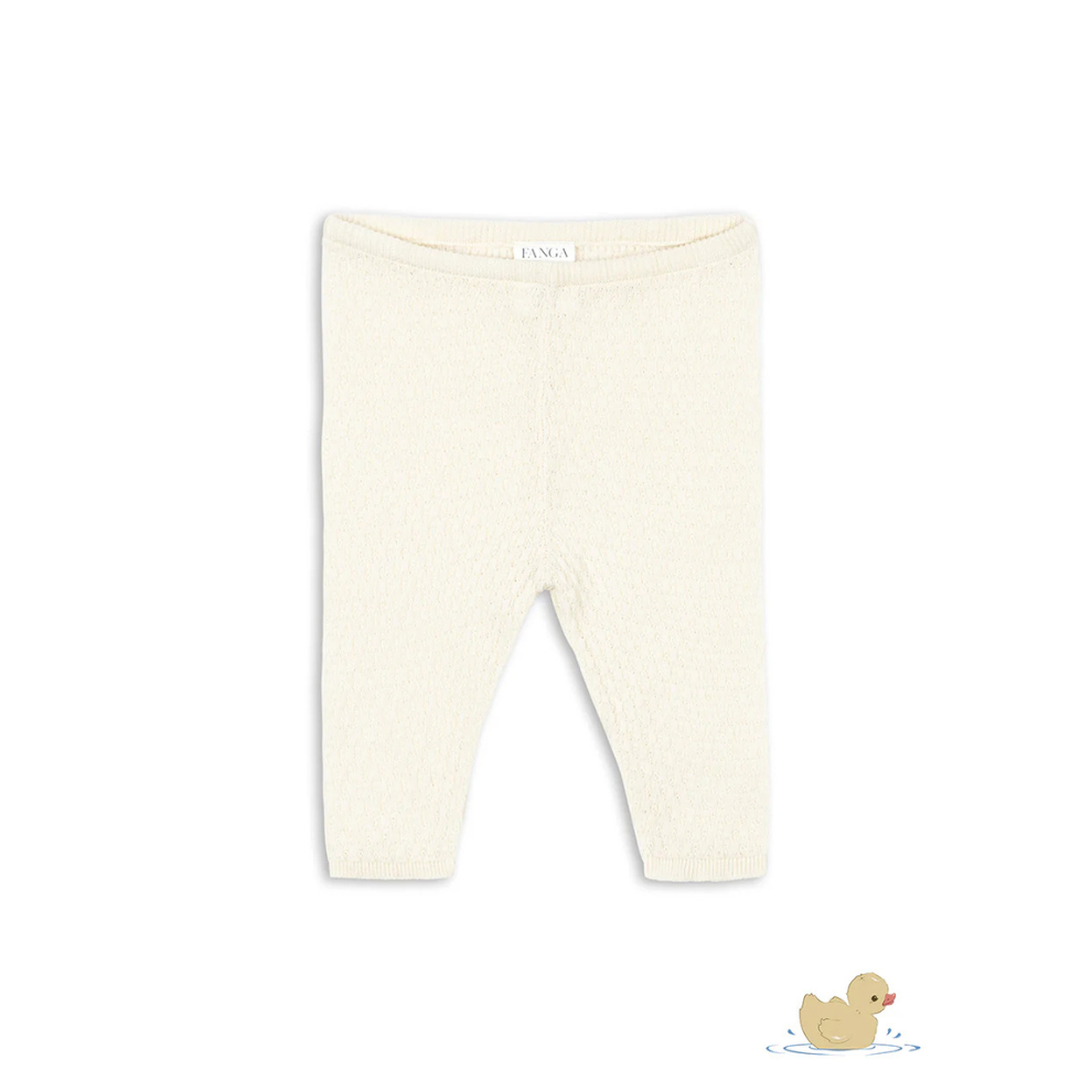 Venti Leggings - Antique White - Fine Knit Pointelle Pants - Organic Cotton - GOTS - Konges Sløjd