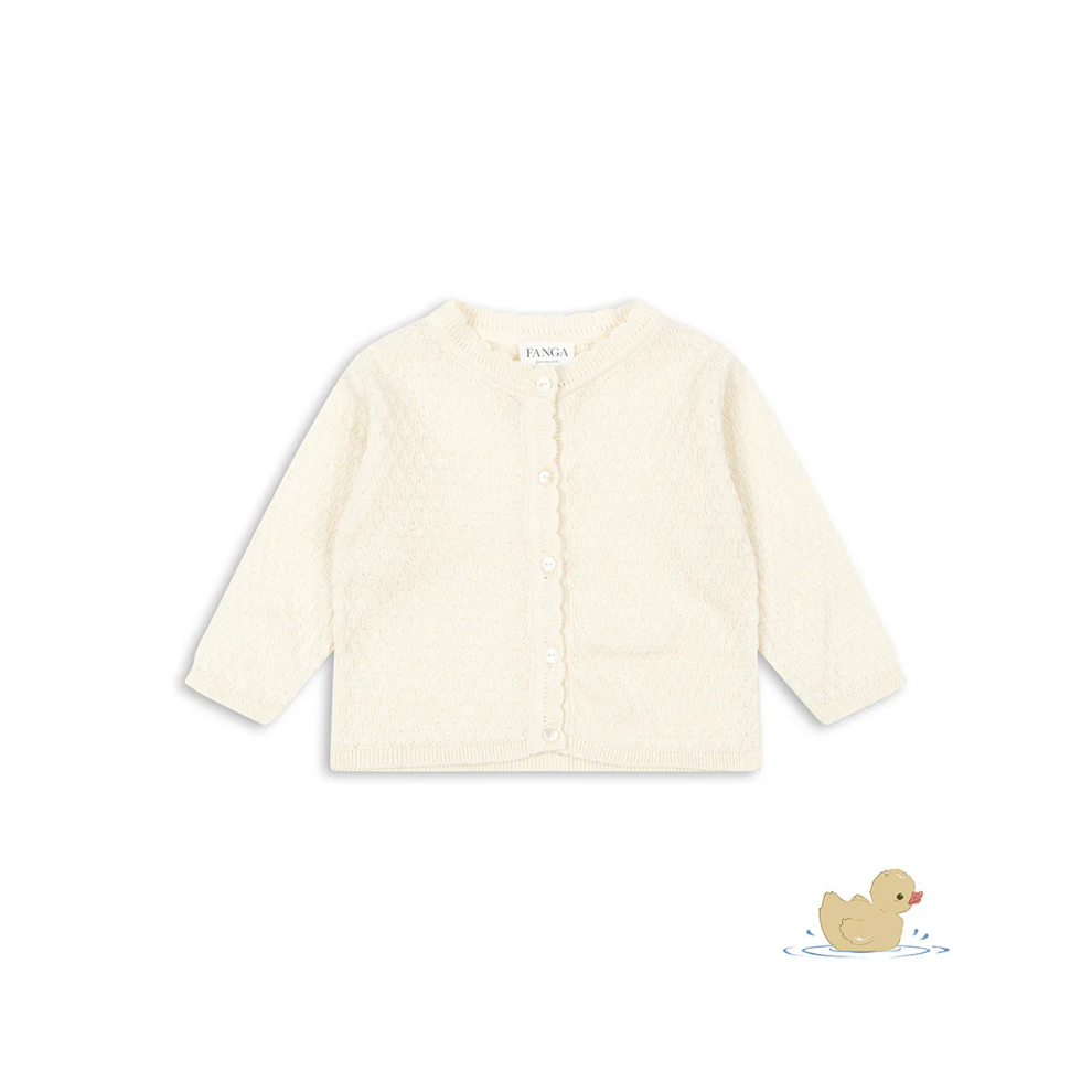 Venti Pointelle Cardigan - Antique White - Fine Knit Cardigan - Organic Cotton - GOTS - Konges Sløjd