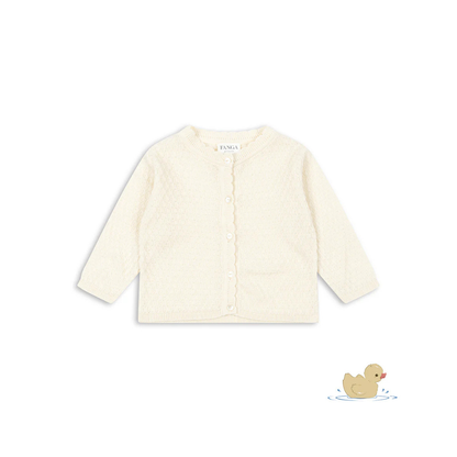 Venti Pointelle Cardigan - Antique White - Fine Knit Cardigan - Organic Cotton - GOTS - Konges Sløjd