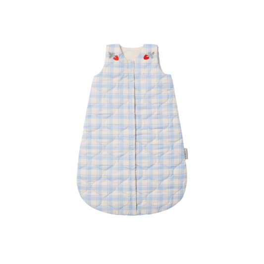 Padded Sleeping Bag - Plaid Sky Blue - Organic Cotton - Garbo&Friends