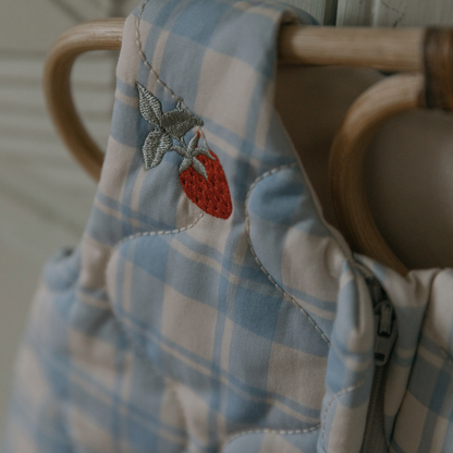 Padded Sleeping Bag - Plaid Sky Blue - Organic Cotton - Garbo&Friends