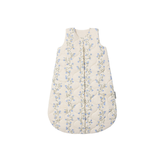 Padded Sleeping Bag - Bell Flower/Blue Flower Print - Organic Cotton - Garbo&Friends