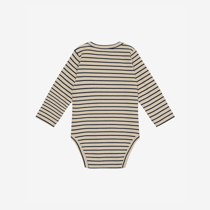 Long-sleeved romper - LS Rib Body - Medieval Blue Stripe - GOTS - Cotton - En Fant