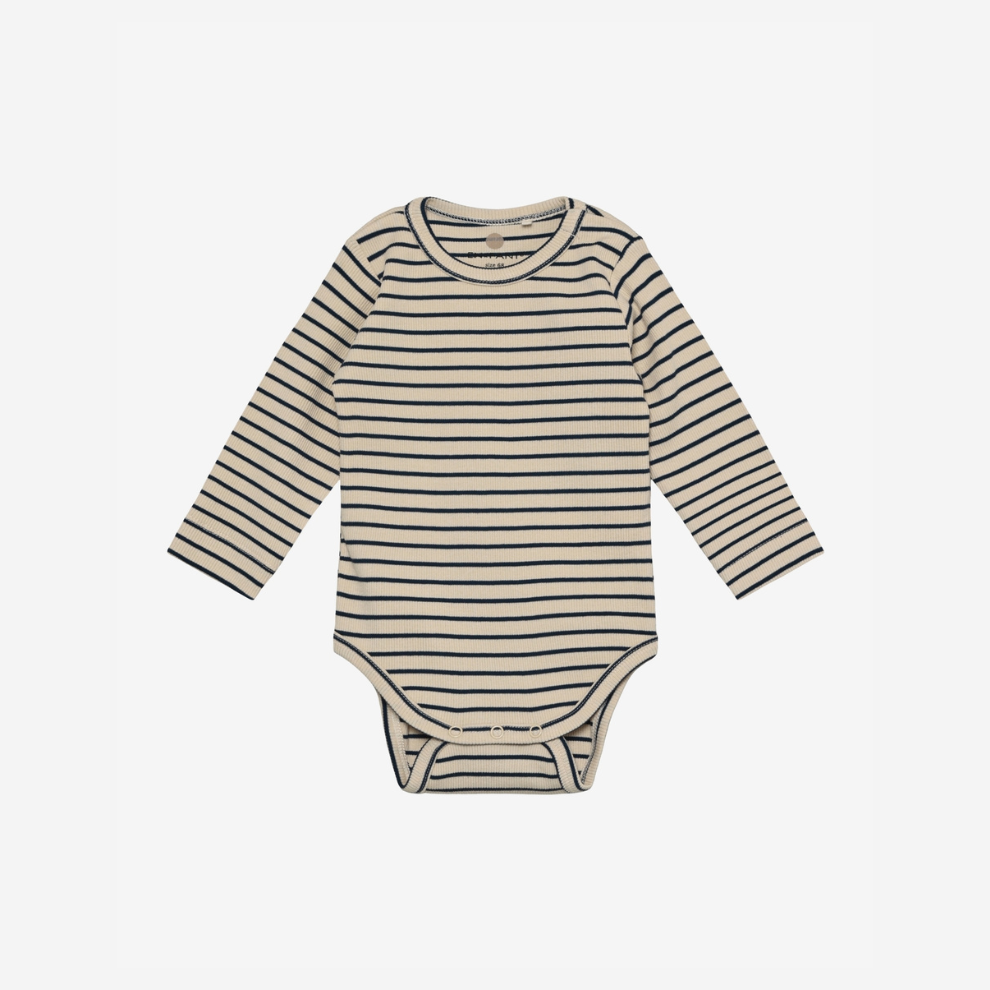 Long-sleeved romper - LS Rib Body - Medieval Blue Stripe - GOTS - Cotton - En Fant