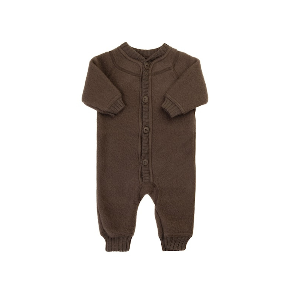 Buitenpak - Wol fleece overall - 100% merino wol - Joha - donkerbruin