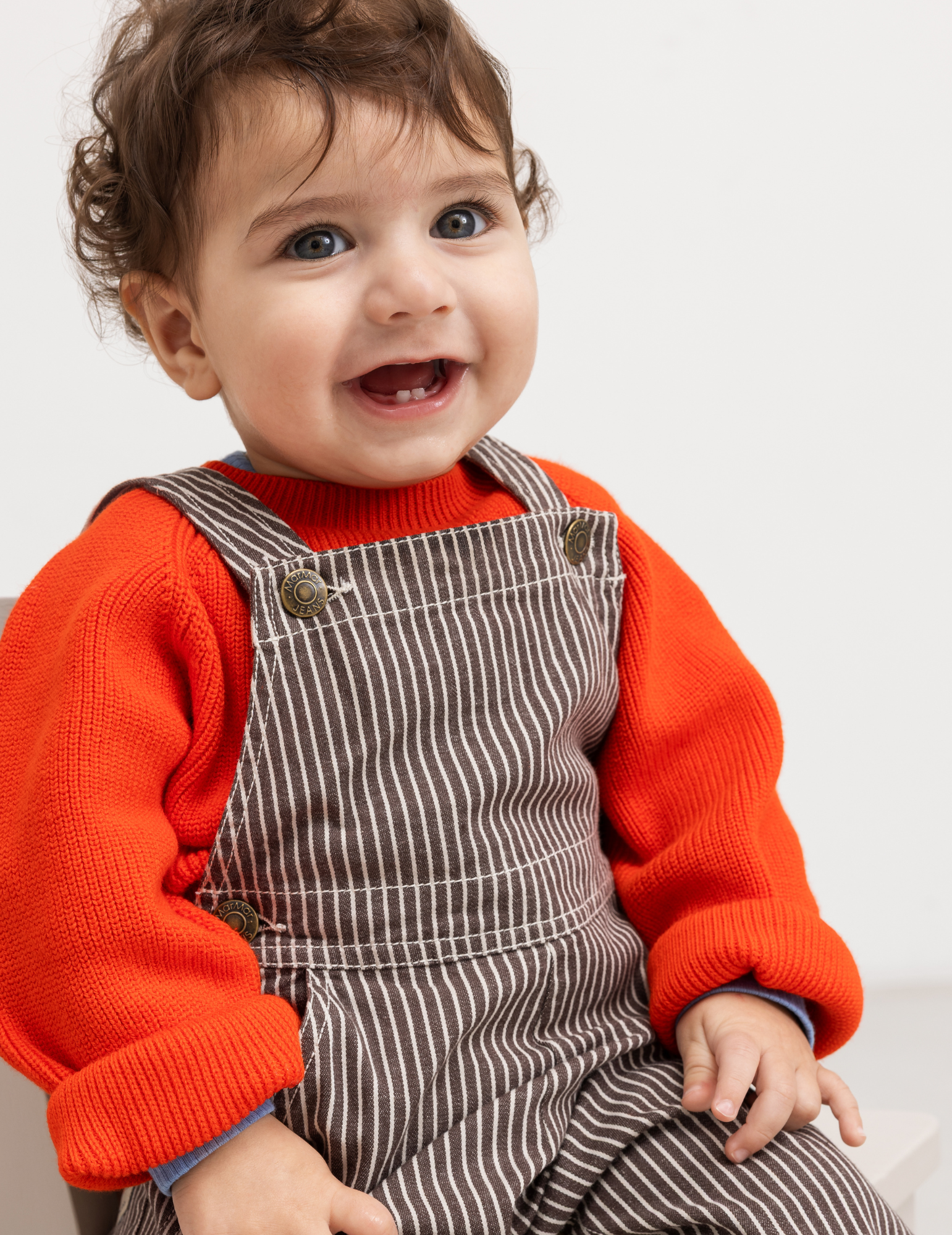 Baby tuinbroek Ruben - Soft denim - Dark Brownie Stripe - MarMar Copenhagen - productfoto - afbeelding 4