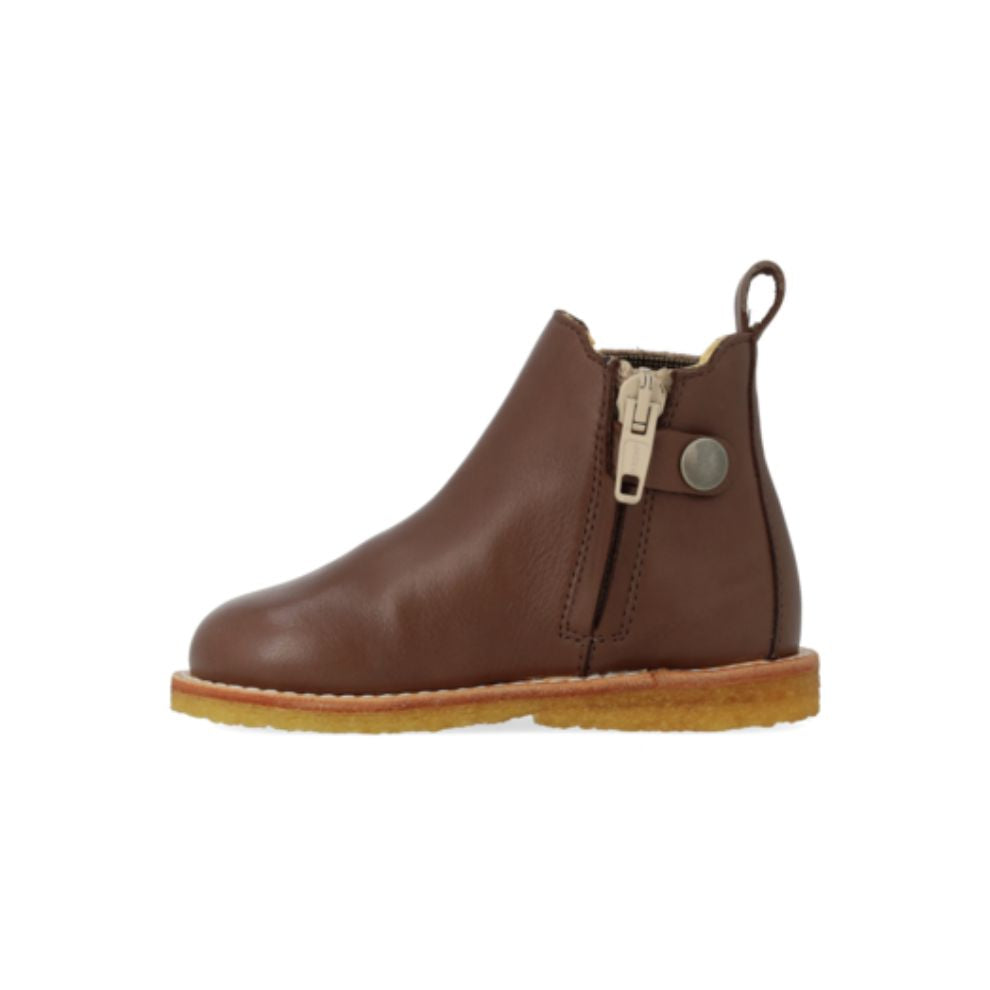Classic chelsea laars - Leer - Donker taupe/check - Angulus rits