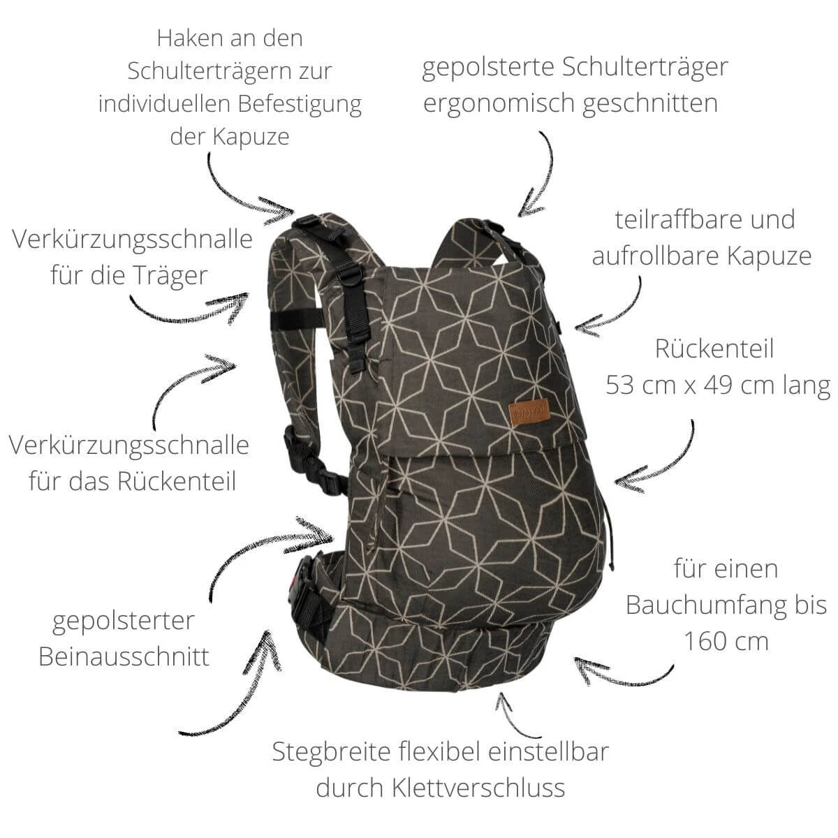 Buckle Toddler Djerba – Ergonomische Kleinkindtrage – 100% Baumwolle – für 9–25 kg – Hoppediz