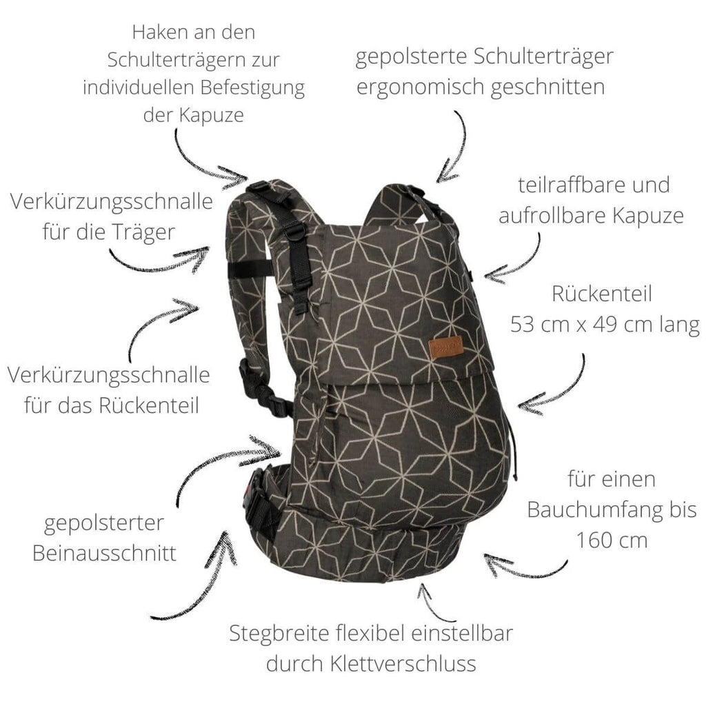 Buckle Toddler – Grenada Natural Linen – Ergonomic toddler carrier – Cotton and linen – 9–25 kg – Hoppediz