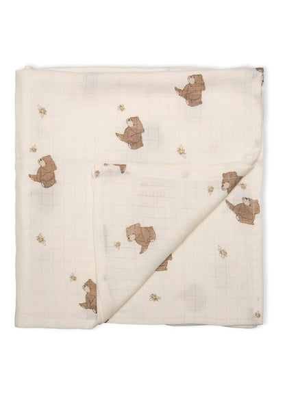 Hydrophiles Swaddle - Bio-Baumwolle - 120 x 120 cm - Bees and Bears - That's mine