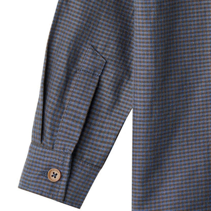 Overhemd top - Biologisch katoen - Navy check - Copenhagen Colors mouw