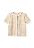 Gebreid vestje korte mouw - Check Beige Jacquard - Copenhagen Colors voor