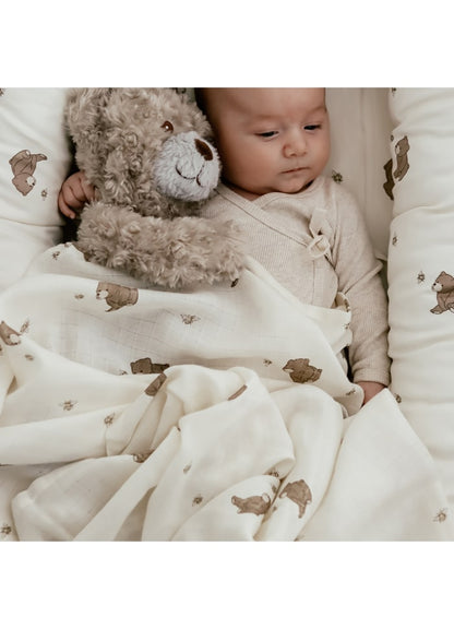 Hydrophiles Swaddle - Bio-Baumwolle - 120 x 120 cm - Bees and Bears - That's mine