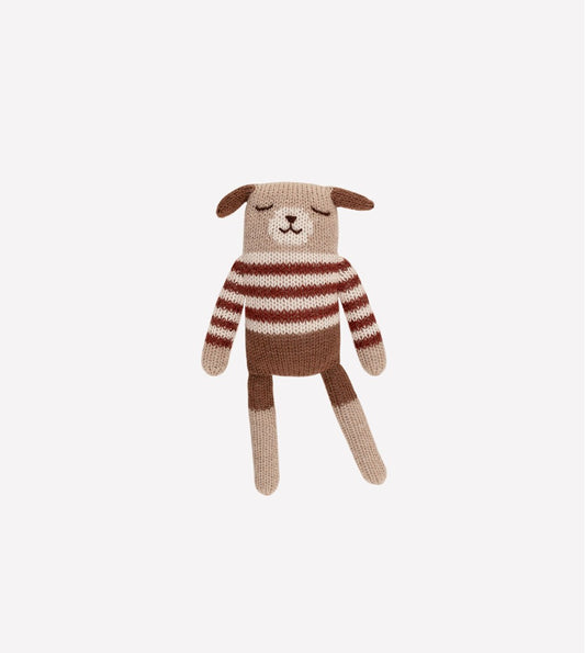 Knitted cuddly dog/puppy - Striped sweater - Alpaca wool - Main Sauvage