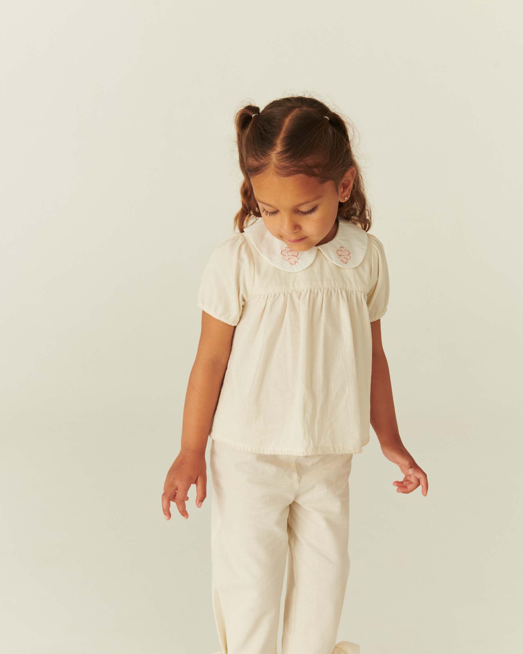Broek met strikjes - Biologisch katoen - Cream/wit - Copenhagen Colors - productfoto