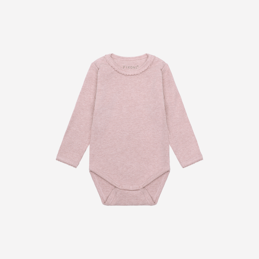 Romper lange mouw - Modal/Katoen - Pale Mauve Melange - Fixoni voorkant