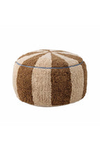 Charoline Pouf Brown – Bloomingville MINI: vrijstaand productaanzicht van de ronde gestreepte poef.