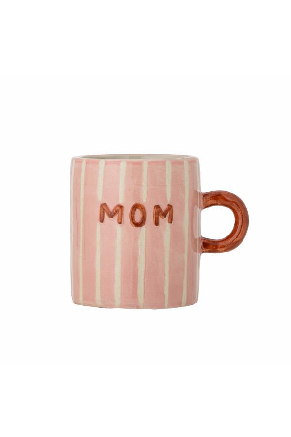 Cherish Mug Rose – Bloomingville: Freistehende Produktansicht mit dem Schriftzug Mom.