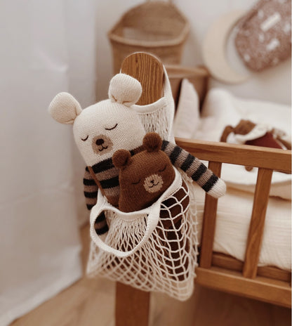 Large bear plush toy - Large Teddy - Ecru overall - Alpaca wool - Main Sauvage