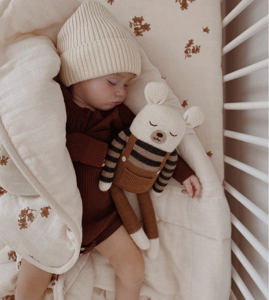 Large bear plush toy - Large Teddy - Ecru overall - Alpaca wool - Main Sauvage