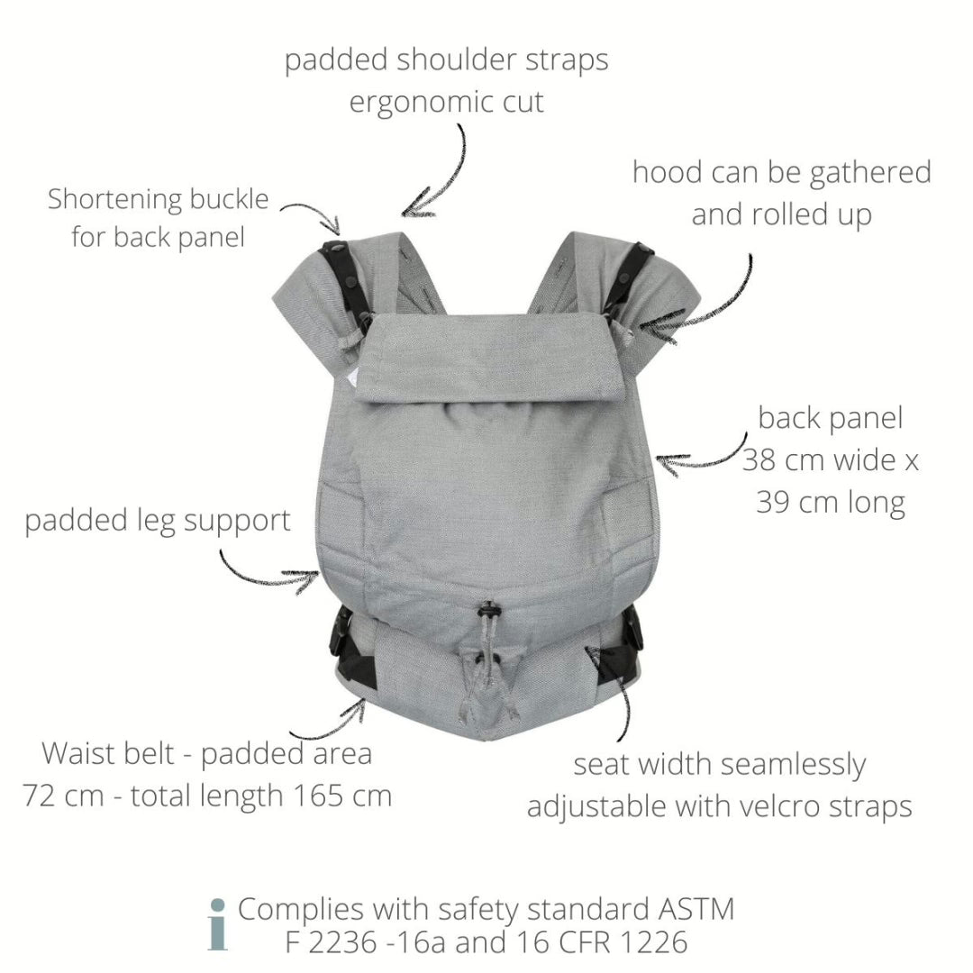 Primeo Djerba – Ergonomische Babytrage aus 100% Baumwolle – Von 2,5 bis 15 kg – Hoppediz