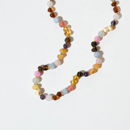 Barnsteen en edelstenen ketting - Rainbow - 32 cm - Kids 0-3 jaar - Nirrimis