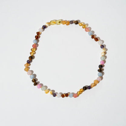 Bernstein- und Edelsteinkette - Rainbow - 32 cm - Kinder 0-3 Jahre - Nirrimis