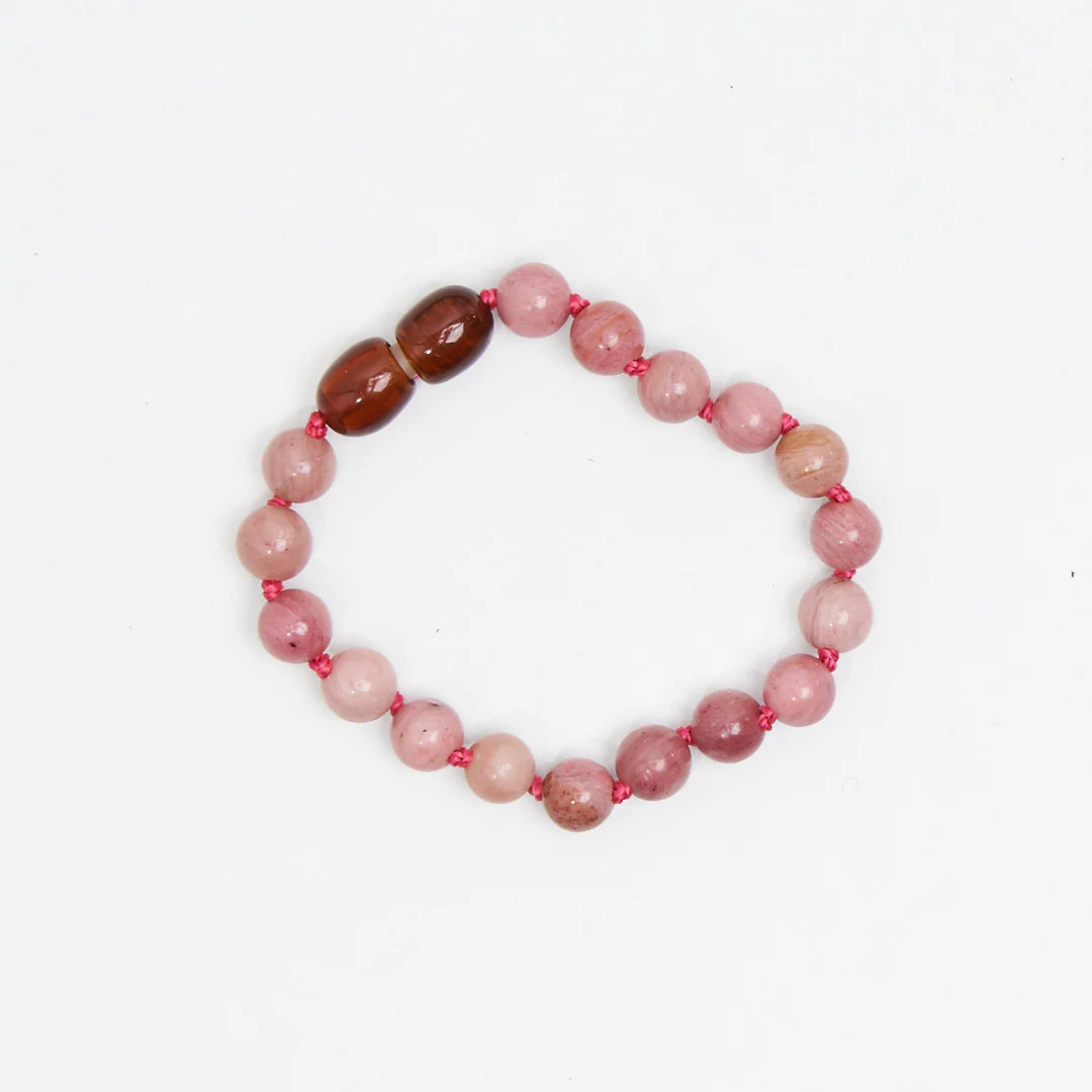 Bernstein- und Edelsteinarmband - Berry - 14 cm - Kinder 0-3 Jahre - Nirrimis
