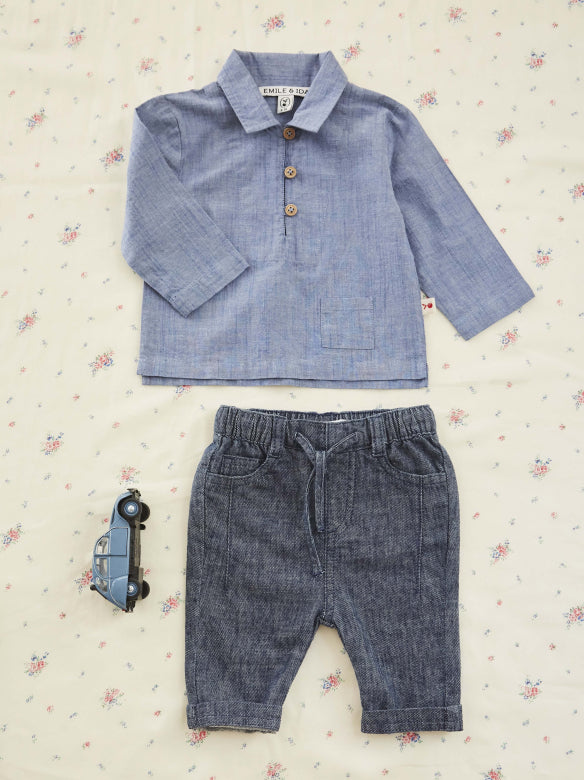 Overhemd top - Katoen - Chemise Chamray - Spijkerblauw - Emile et Ida