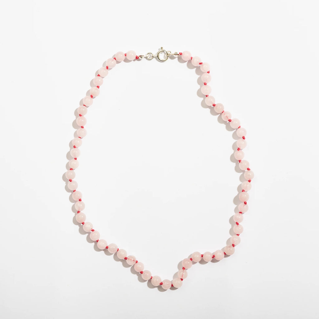 Rose Quartz Adult Necklace – Damesketting van natuurlijke rozenkwarts – 925 sterling zilver sluiting – Nirrimis