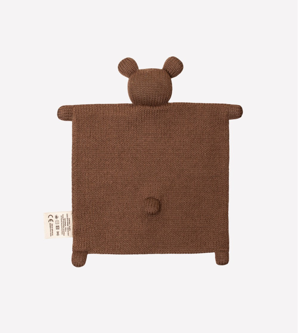 Knitted comforter - Alpaca wool - Teddy bear - Nut/Brown - Main Sauvage