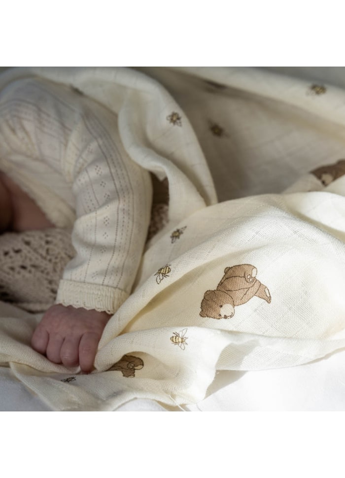 Hydrofiele swaddle - Biologisch katoen - 120 x 120 cm - Bees and Bears - That's mine - productfoto - afbeelding 2