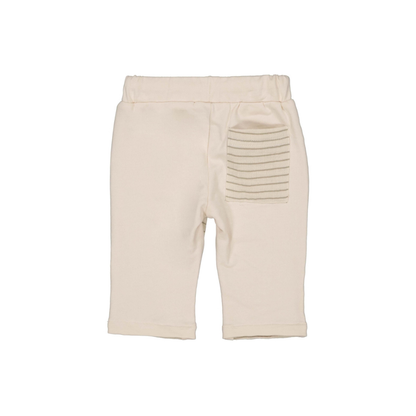 Broekje Michael - Biologisch katoen - Taupe lines - Levv Labels achterkant