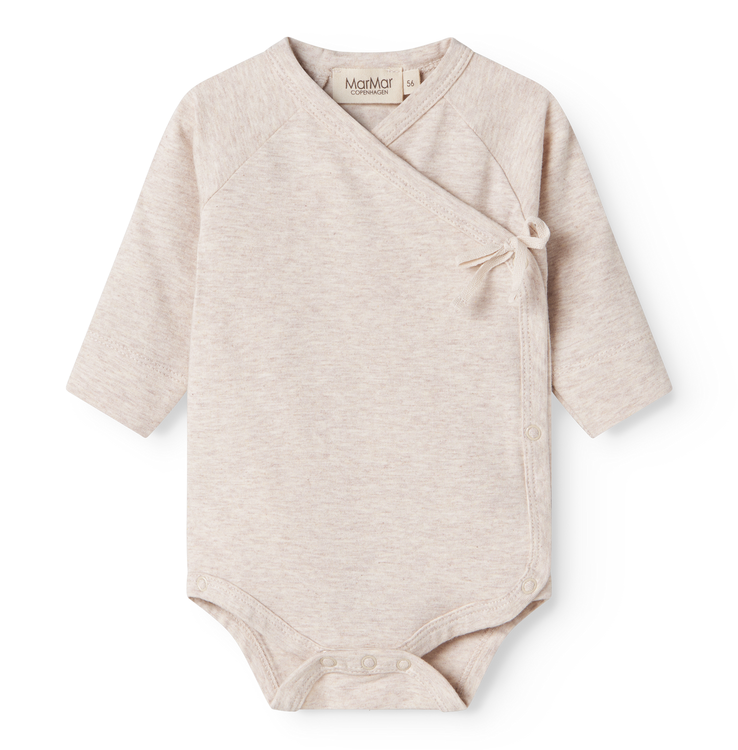 MarMar Copenhagen Belita Wikkelromper met Lange Mouwen – Zacht Baby Romper  Biologisch Katoen & TENCEL™ Modal beige melange