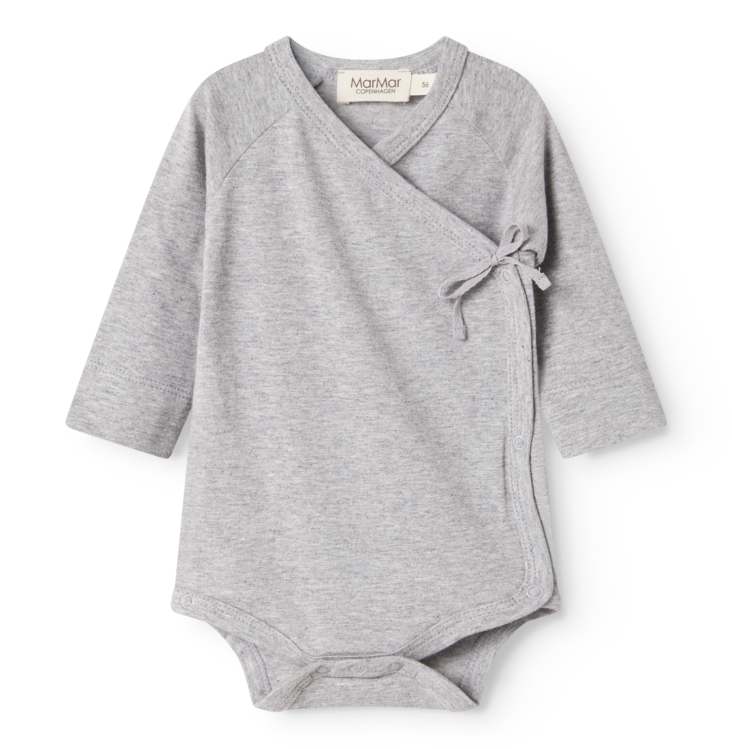 MarMar Copenhagen Belita Wikkelromper met Lange Mouwen – Zacht Baby Romper  Biologisch Katoen & TENCEL™ Modal grey melange grijs