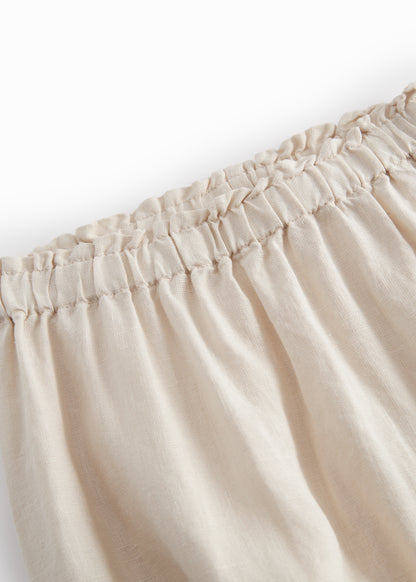 Linnen broekje Panu - Kit/Beige - MarMar Copenhagen boven