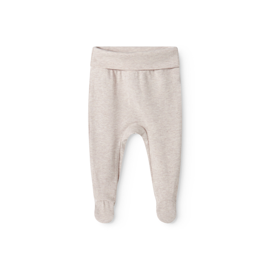 MarMar Copenhagen Piva Footed Pants – Zacht Modal Baby Broekje met Voetjes Biologisch Katoen & TENCEL™ Modal beige melange