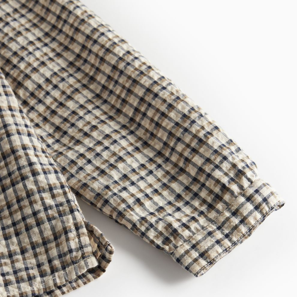 Overhemd top Tokyo - Biologisch katoen - Pilot Navy Check  - Marmar Copenhagen mouw