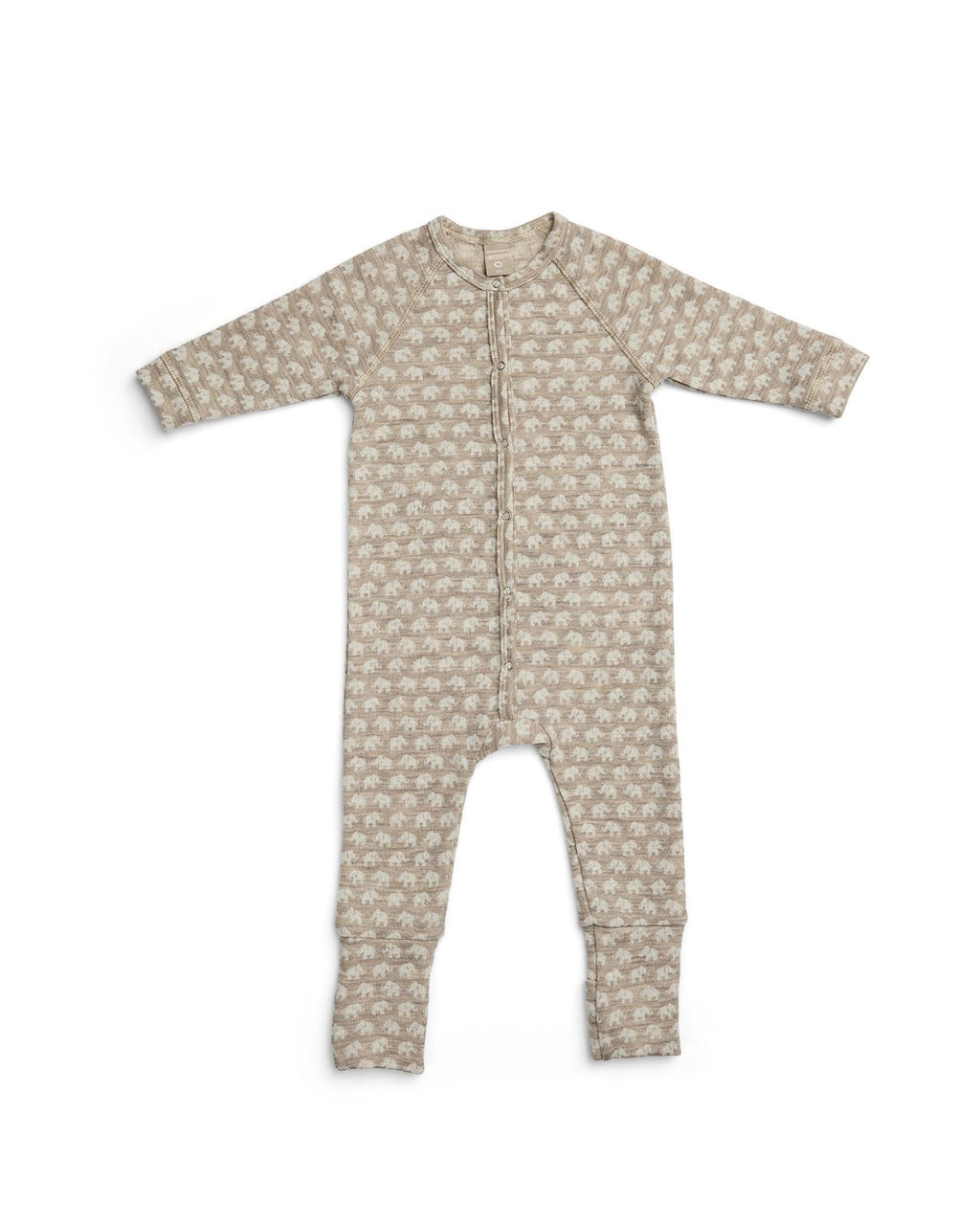 Pyjama / Strampler Elefäntchen - Light Nature Elephants – 100% Merinowolle - SmallStuff