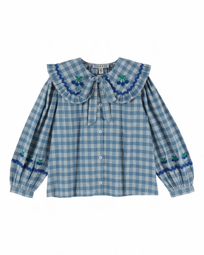 Blouse met kraag en strikdetail – Carreaux Célestine – Emile et Ida