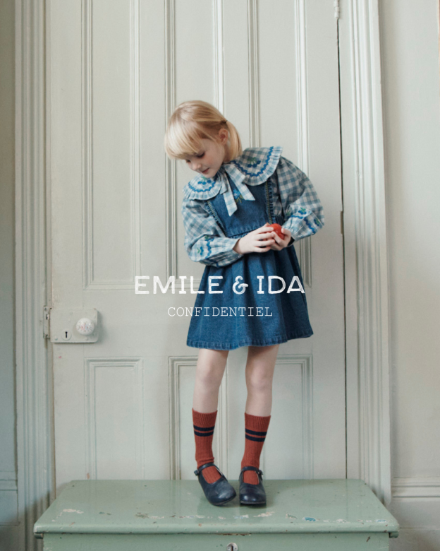 Blouse met kraag en strikdetail – Carreaux Célestine – Emile et Ida