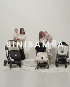 Kinderwagen-Fäustlinge aus Merino-Lammfell – Noir + Milk – BINIBAMBA