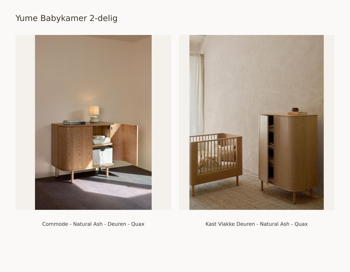 Quax Yume Babykamer 2-delig – Natural Ash – Commode deuren – Kledingkast vlakke deuren: set met Commode - Natural Ash - Deuren - Quax, Kast Vlakke Deuren - Natural Ash - Quax.