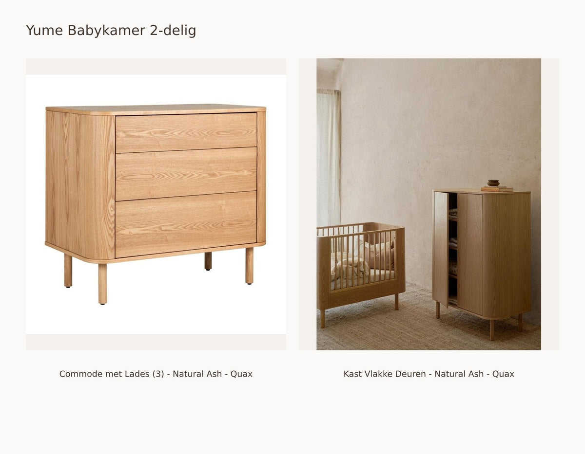 Quax Yume Babykamer 2-delig – Natural Ash – Commode met lades – Kledingkast vlakke deuren: set met Commode met Lades (3) - Natural Ash - Quax, Kast Vlakke Deuren - Natural Ash - Quax.