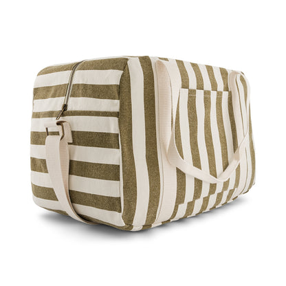 Diaper Bag/Weekend Bag Raphael - Stripes Greige/Olive - Water-repellent cotton - Rose in April