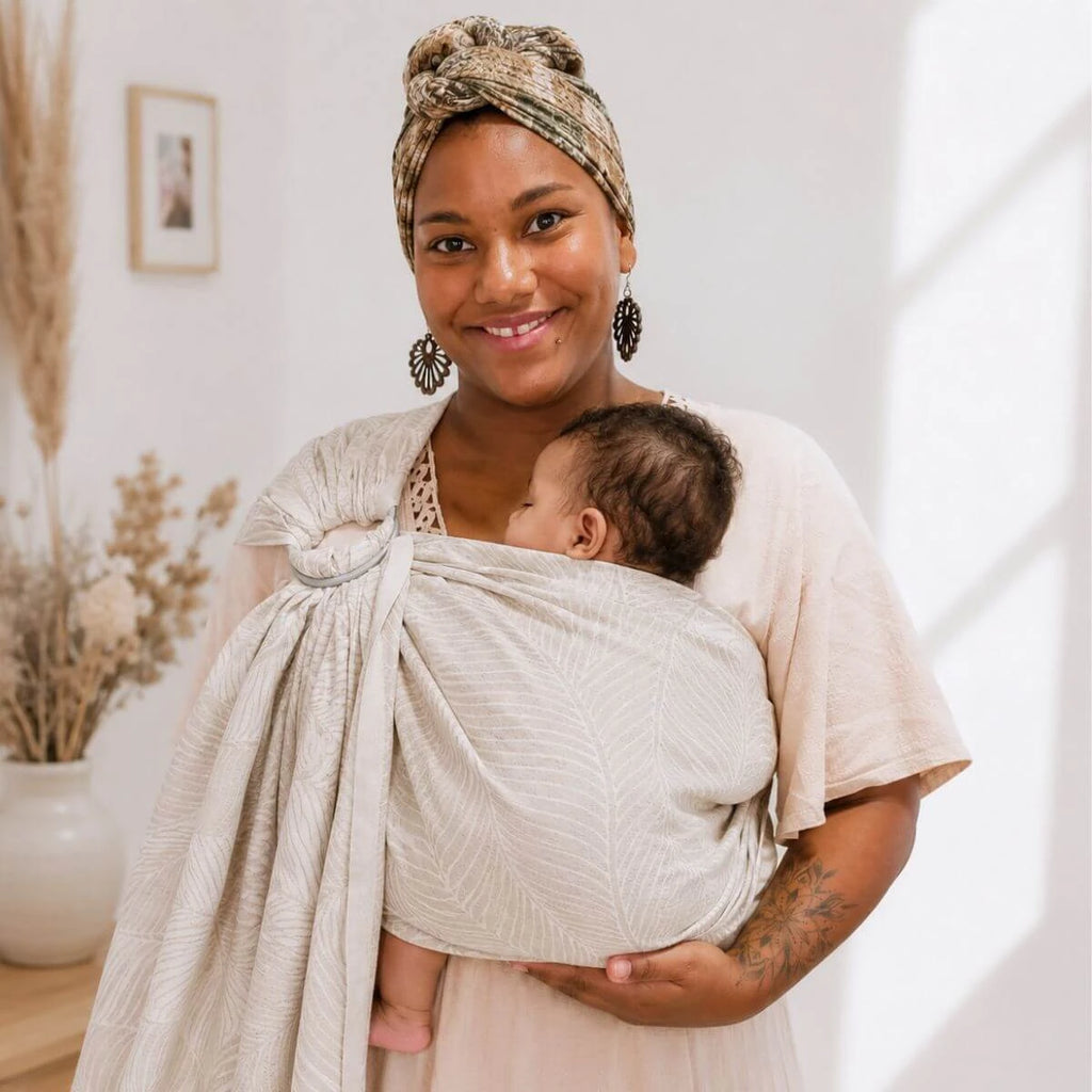 Ring-Sling – Grenada Natural Linen – Ergonomic Ring Sling Baby Wrap – Cotton and Linen – Hoppediz