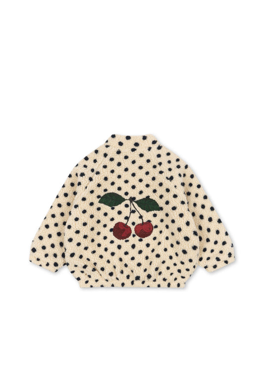 Teddy jacket - Jody Embroidery Teddy Jacket GRS - Polka dot/Cherry - Konges Sløjd