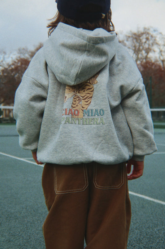 Sweatshirt Cardigan Lou with tiger print – Grey Melange – Konges Sløjd